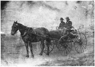 Photograph, Horse and buggy with two men aboard