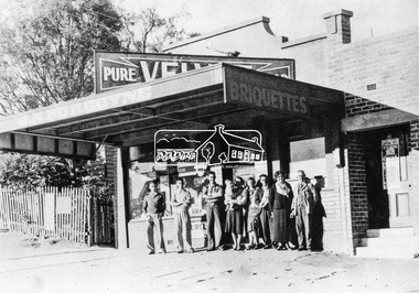 Negative - Photograph, Burgoyne family outside J.N. Burgoyne's Store, Main Road, Eltham, Vic, 1940