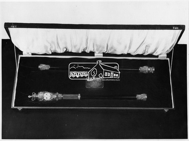 Photograph, Black Rod of Victoria Parliament made for Silver & Electroplate Ware Mfrs. Assoc. by Harold C. Hutchinson of Eltham in 1953