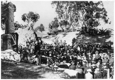 Negative - Photograph, Unveiling of War Memorial Obelisk, corner of Main Road and Bridge Street, Eltham