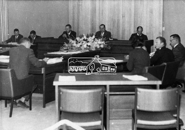 Photograph, Council Chamber. First meeting in new Shire Office, 1 May 1965, 01/05/1965