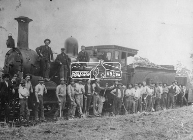 Negative - Photograph, Railway construction gang, Heidelberg-Eltham railway extension, c.1899-c.1901