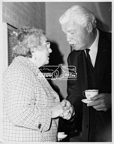 Photograph, His Excellency Sir Rohan Delacombe with a member during his visit to Lower Plenty Elderly Citizens' Club, 19 September 1973