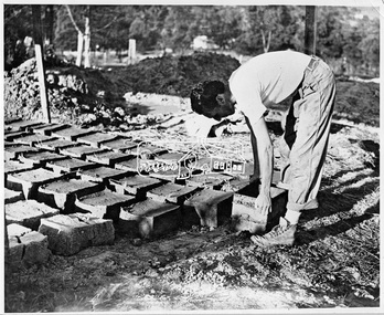 Photograph, Eltham - Making mud bricks, c.1970