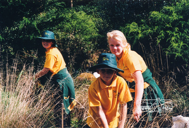 Photograph, Richard Pinn, Tree Planting, Hurstbridge Primary School students, Fergusons Paddock, Hurstbridge, c.1999, 1999c