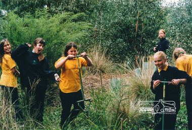Photograph, Richard Pinn, Tree Planting, Hurstbridge Primary School students, Fergusons Paddock, Hurstbridge, c.1999, 1999c