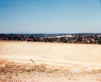 Photograph, Looking slightly east of south  towards Greensborough Plaza from near the Plenty River; Greensborough Bypass construction, c.1986, 1986c