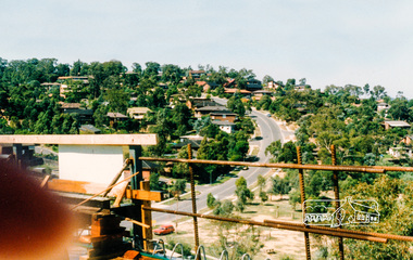 Photograph, Southeast view from new bridge over Plenty River looking along Plenty River Drive, Greensborough Bypass construction, c.1986, 1986c