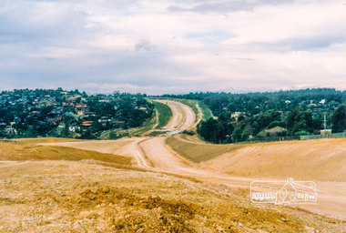 Photograph, Looking northeast across the new 5-span bridge construction across the Plenty River; Greensborough Bypass construction, c.1986, 1986c
