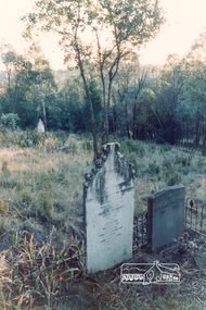 Photograph, Grave of William and Catherine Plunkett and Patrick Plunkett, Eltham Cemetery, Shire of Eltham, 1985