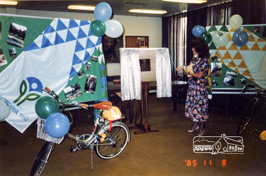 Photograph, Cr. Mary Grant, President, Shire of Eltham, Opening of the Eltham Lower Park Bike Track, 1985