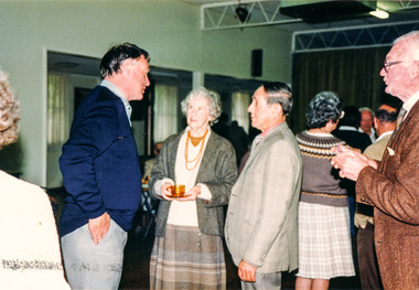 Photograph, Peter Bassett-Smith, 20th Anniversary of Eltham District Historical Society, afternoon tea in Senior Citizens' Centre, 10 October 1987, 10/10/1987