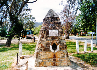 Photograph, Hume and Hovell Monument, Seven Creeks, Euroa (29.12.1824), Spring Excursion, Hume and Hovell's 1824 expedition (Part 2), 26 October 1997, 26/10/1997