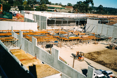 Photograph, Doug Orford, Carpark construction, Eltham Village Shopping Centre renovations, corner Arthur Street and Main Road, Eltham, September 1999, 1999