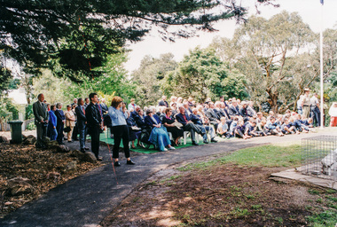 Photograph, Rededication Ceremony, War Memorial Tower, Kangaroo Ground. 8 November 2001, 08/11/2001