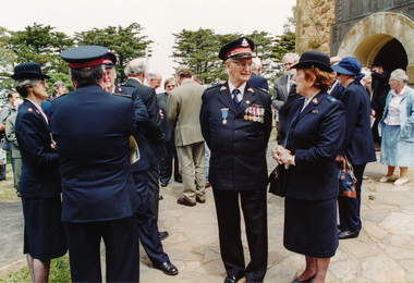 Photograph, Ex-serving members of the Salvation Army, Rededication Ceremony, War Memorial Tower, Kangaroo Ground. 8 November 2001, 08/11/2001