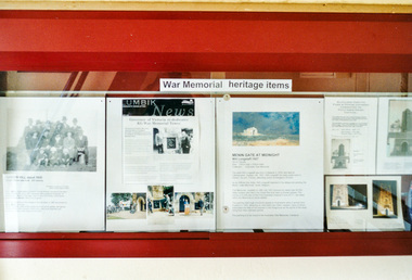Photograph, Display Case items, War Memorial Tower, Kangaroo Ground, 2001, 2001