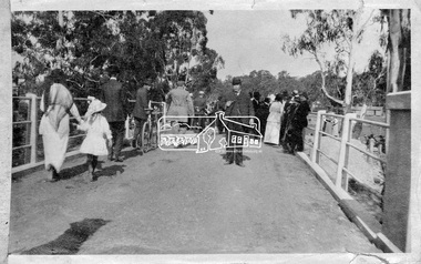 Photograph, Hurstbridge - Cr. Price crossing New Bridge (Opening Day), 1917