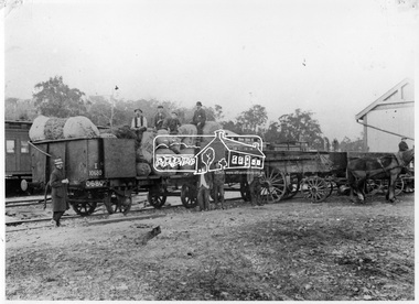 Photograph, Loading fruit trees at Hurstbridge Railway Station, 1914