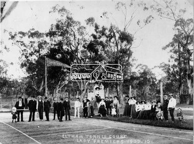 Negative - Photograph, Eltham Tennis Court. Lady Premiers 1909-1910, 1910