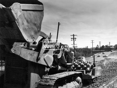 Photograph, Eltham, Main Road looking north towards Shire Office. Widening of Main Road, 1968