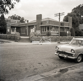 Negative - Photograph, Peter Bassett-Smith (poss), Shire of Eltham Office and Hall, cnr Main Road and Arthur Street, Eltham, c.1961