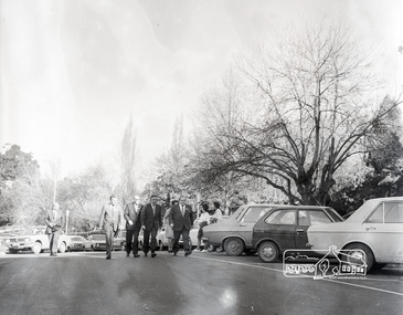 Negative - Photograph, Visit by Premier Hamer to Austin Hospital and presentation of Lifetime Governorship to P.J. Catchlove, c. July 1973