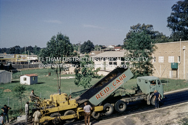 Photograph, Russell Yeoman, Asphalting Eltham Shire Office driveway at 895 Main Road, Eltham, c.1966
