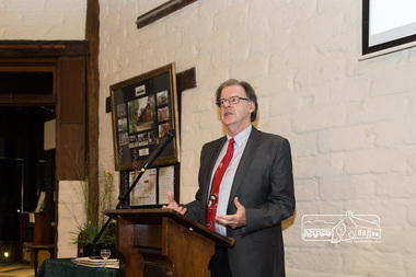 Photograph, Peter Pidgeon, Guest Speaker, Associate Professor Don Garden OAM, RHSV President, addresses Society members and guests, 2710/2017
