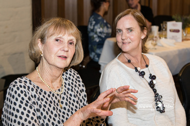 Photograph, Peter Pidgeon, Joan Castledine, Society Committee member (on left) and Cathy Hart (Yarra Plenty Regional Library), 2710/2017