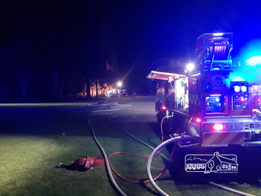 Photograph, Anthony Owen, Arson fire in early hours of the morning destroys the Adventure Playground at Eltham North, 16 December 2017