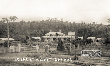 Photograph postcard, Scene at Hurst Bridge