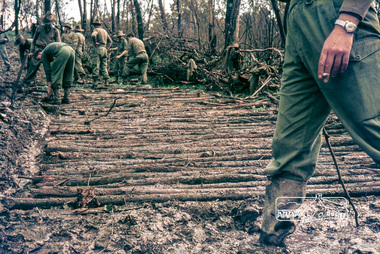 Photograph, Russell Yeoman, Construction of fire access on Gumtree Road, Research, by Army Reserve Engineers under command of Captain Bill Oakley, c.1966, 1966c