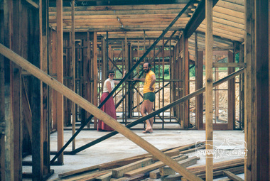 Photograph, Peter and Carla Vermey in family area, studs still exposed