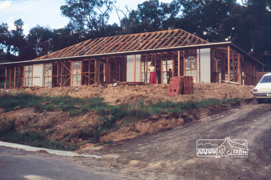 Photograph, Carla Vermey on front verandah, framing stage