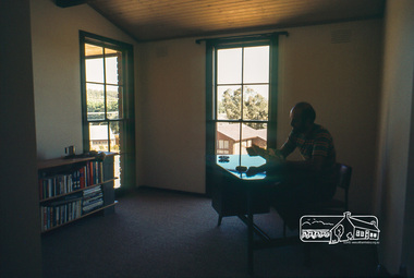 Photograph, Peter Vermey in study, April 1980