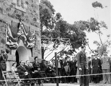 Photograph, Shire of Eltham War Memorial. Dedication of Tower and Cottage, 16 November 1951