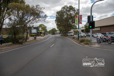 Photograph, An empty Main Road looking north, Save Community Reserves Rally, Main Road, Eltham, 4 March 2018, 4/3/2018