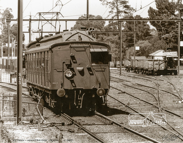 Photograph, G.L. Coop, Eltham - Hurstbridge single carriage Tait train near Eltham Station, c.1980, 1980c