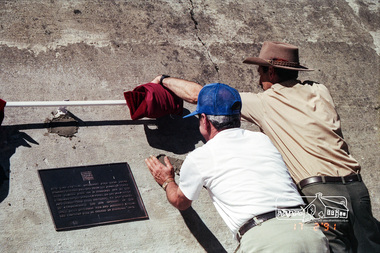 Photograph, Maroondah System Centenary, unveiling Time Capsule Plaque, Maroondah Dam, 17 Feb 1991, 17/02/1991