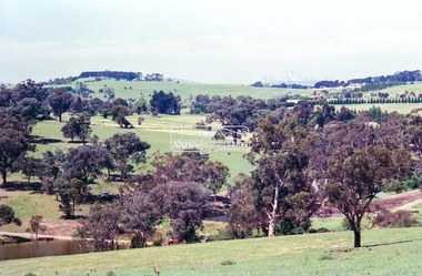 Negative - Photograph, Looking northeast from Eltham-Yarra Glen Road towards the Eltham War Memorial Tower, Kangaroo Ground, 1998c