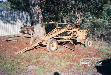 Photograph, Old Eltham Shire Council towed grader at the Council Depot, Hurstbridge