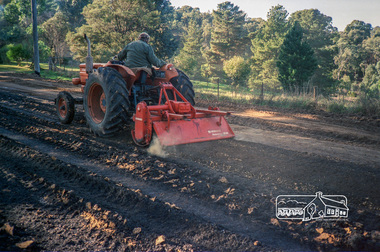 Photograph, Roadworks prior to sealing along Mount Pleasant Road near the junction with Reynolds Road, Eltham, c.1988, 1988c