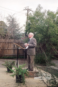 Photograph, Peter Bassett-Smith, former Society President, Opening Ceremony of Local History Centre, 728 Main Road, Eltham, 12 July 1998, 12/07/1998