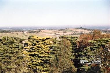 Photograph, View from the Shire of Eltham War Memorial Tower, Memorial Park, Garden Hill, Eltham-Yarra Glen Road, Kangaroo Ground, 8 July 1994, 08/07/1994