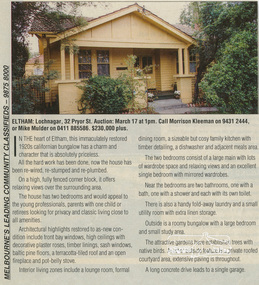 Newsclipping, 32 Pryor Street, Eltham, March 2001, 2001