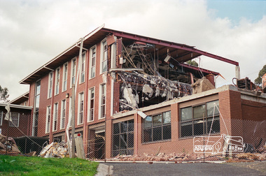 Negative - Photograph, Harry Gilham, Demolition of Eltham Shire Offices, 895 Main Road, Eltham, Aug. 1996