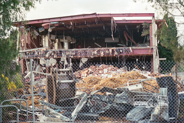 Negative - Photograph, Harry Gilham, Demolition of Eltham Shire Offices, 895 Main Road, Eltham, Aug. 1996