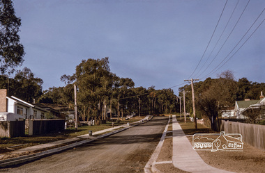 Photograph, Fred Mitchell, Looking east along Bridge Street, east of Bible Street, Eltham, 1968, 1968
