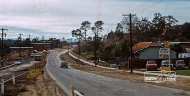 Photograph, Fred Mitchell, Main Road duplication just north of Bridge Street, Eltham, 1968